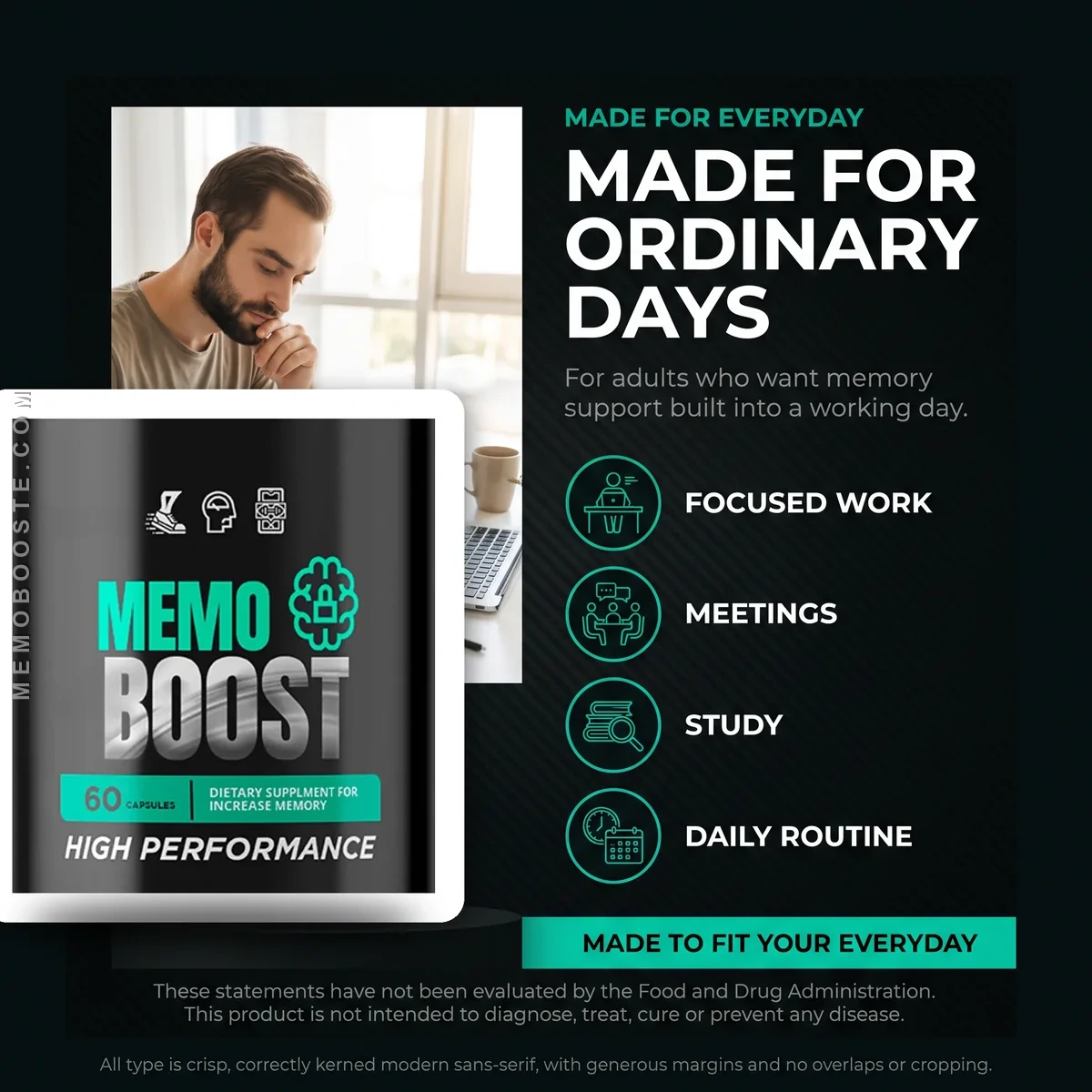 Who Memo Boost is for — adults who want memory support for focused work, meetings and study