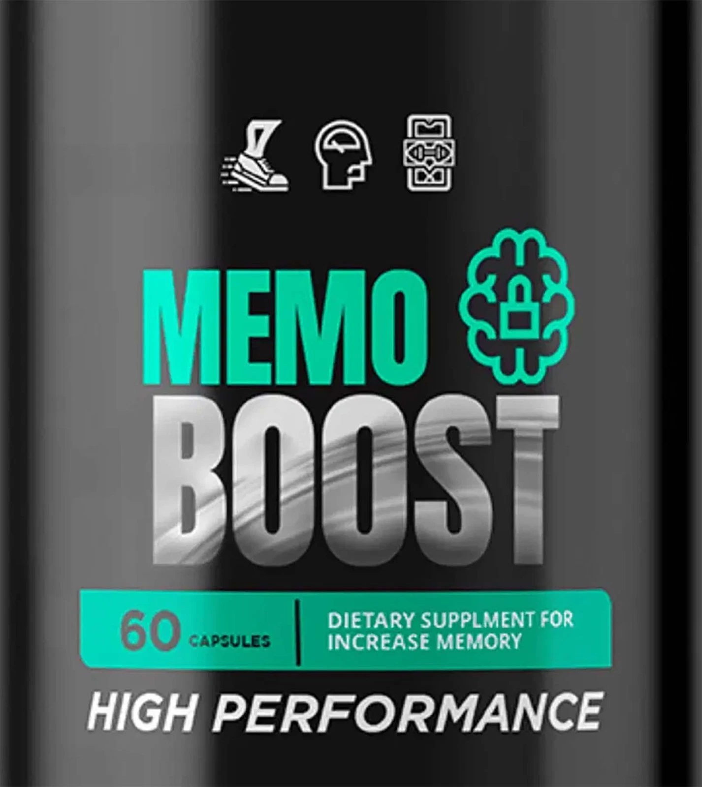 Memo Boost bottle label — 60 capsules, dietary supplement for memory